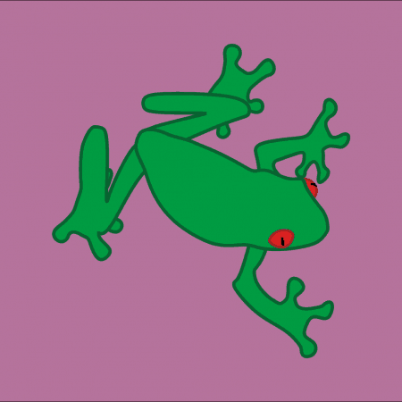 green tree frog on purple background