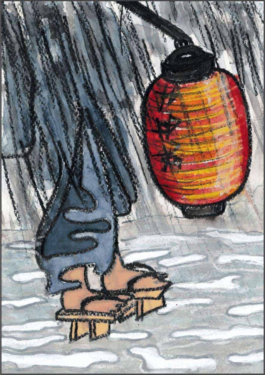 Japanese style art & illustration — geta snow lantern